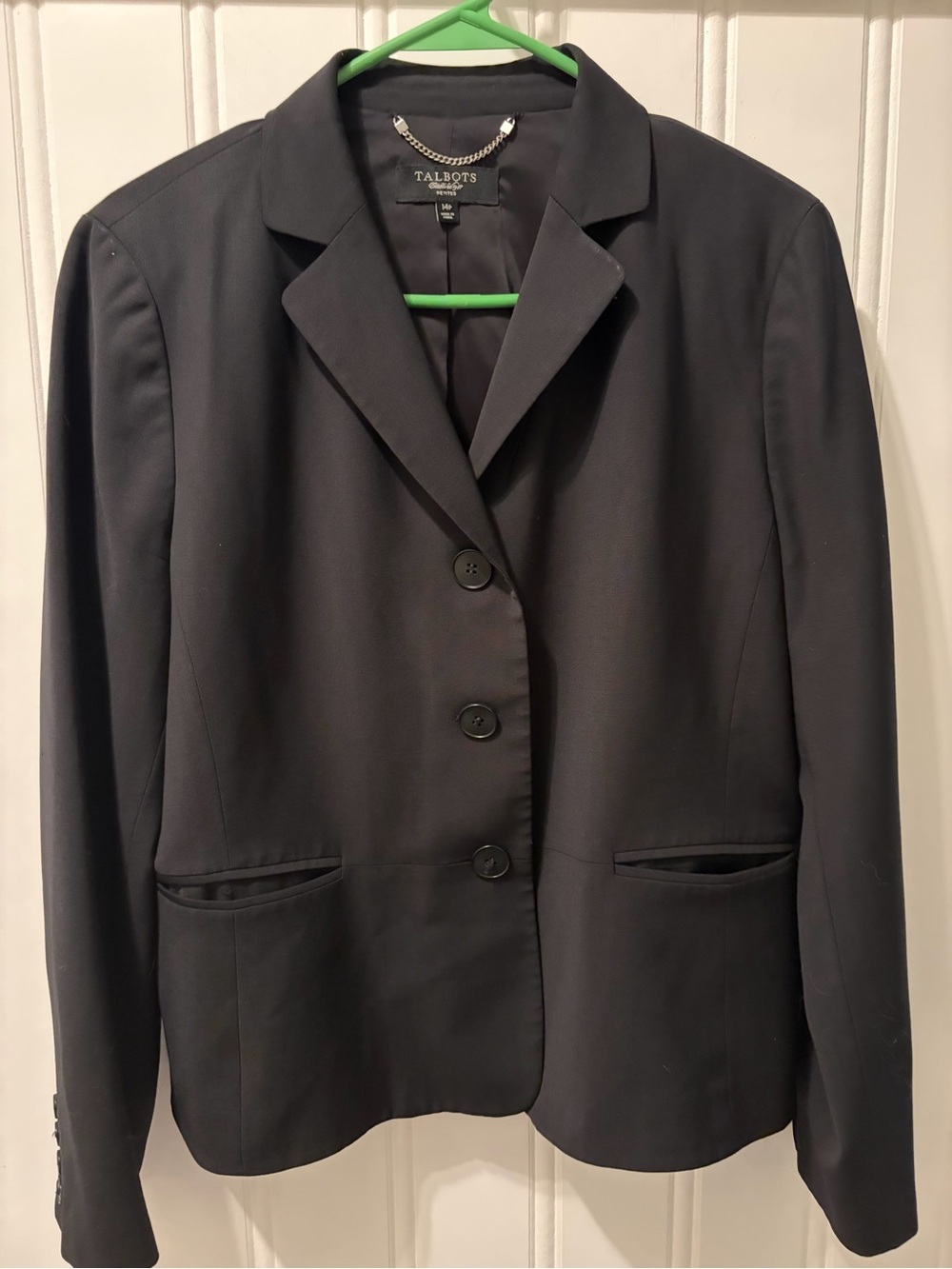 Talbots Collection Black Wool Stretch Blazer Petite Tailored Jacket 14P